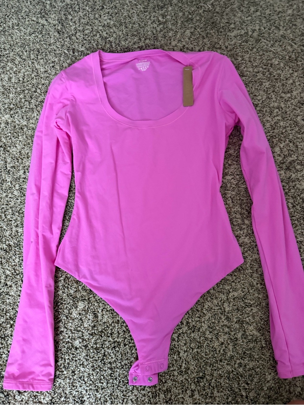 SKIMS Hot Pink Long Sleeve Scoop Bodysuit